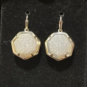 Kendra Scott Elegant Gold and White Dangle Earrings